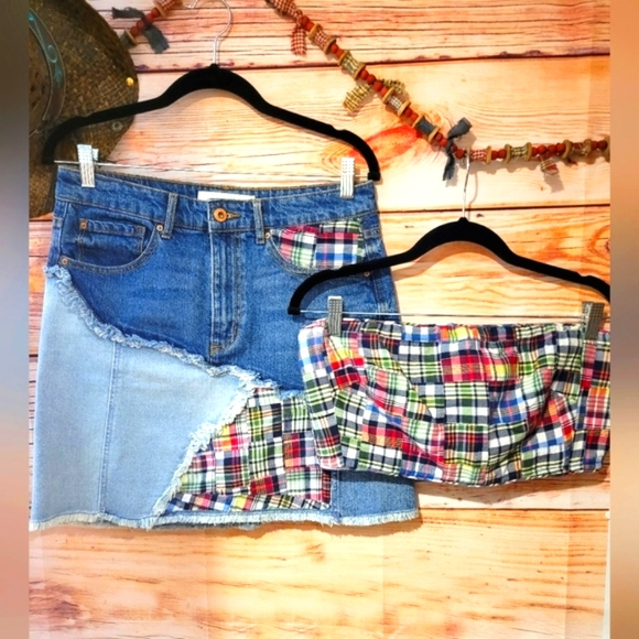 UPCYCLED☆HANDMADE "ella moss" and ☆OKD co. EMBELLISHED DENIM SKIRT Size 28 - Picture 7 of 15